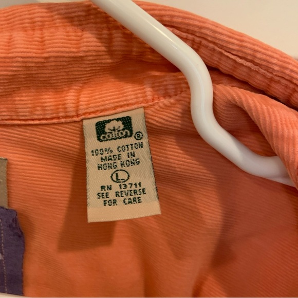 Custom Women’s Jimi Hendrix Upcycled Salmon Corduroy Pearl Snap Shirt - Picture 9 of 9